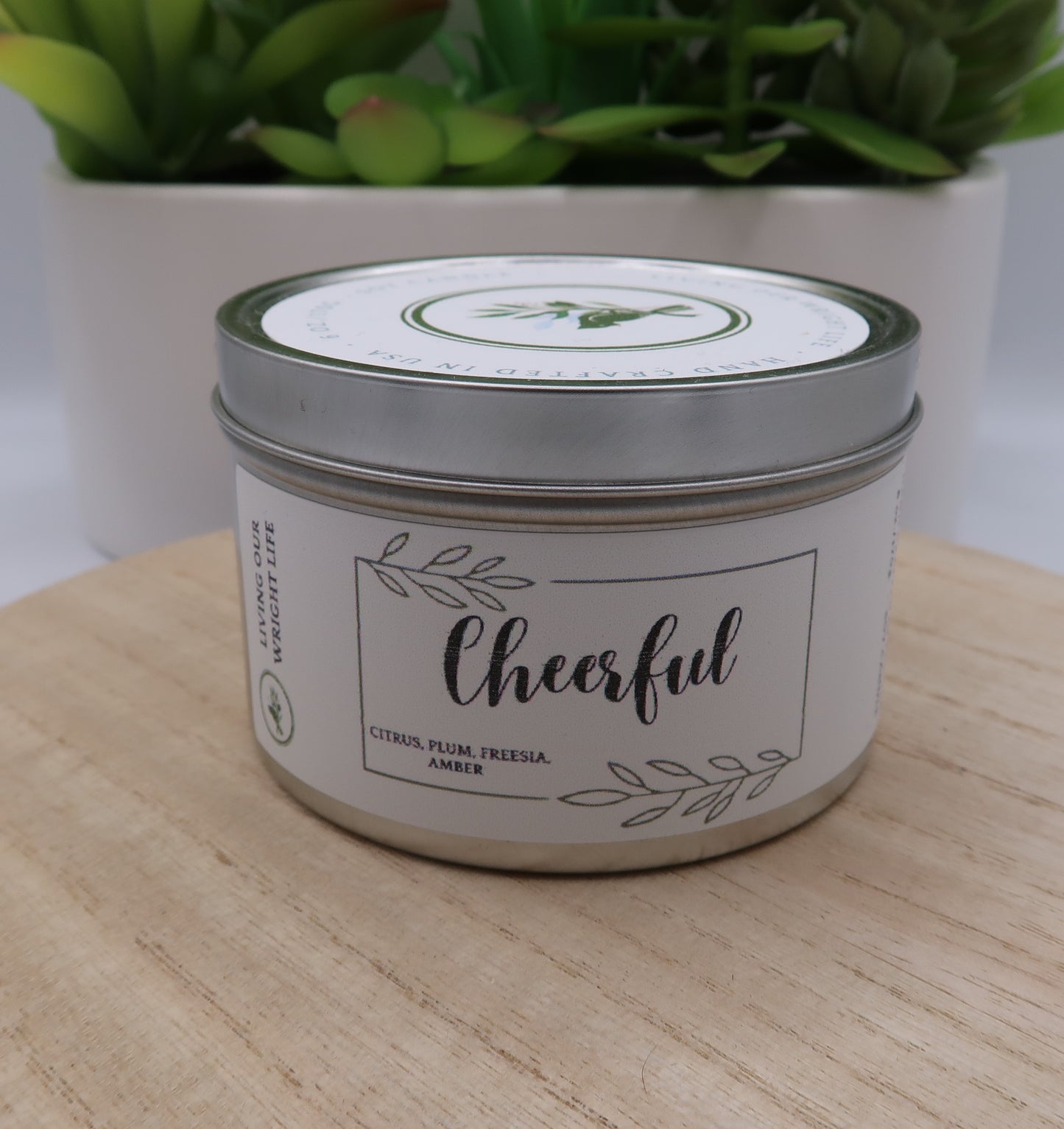 Cheerful Tin Candle