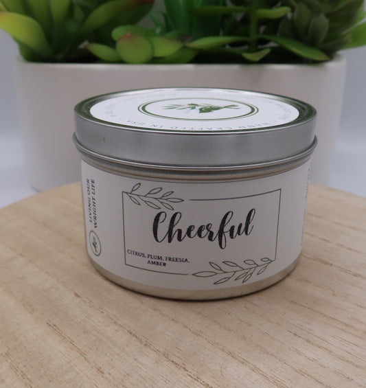 Cheerful Tin Candle